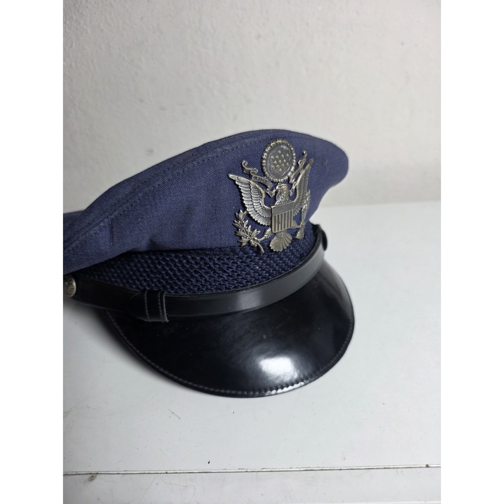 Vintage 60's Vietnam Era Officer Issued USAF Air Force Service Cap Blue Sz 6 7/8